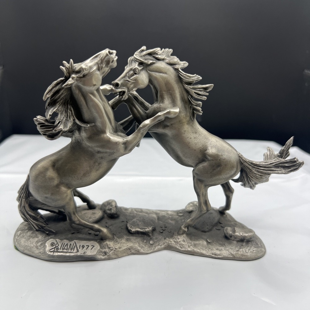 Vintage Polland 1977 Franklin Mint‎ Pewter Horse Wild Stallions Figurine Limited